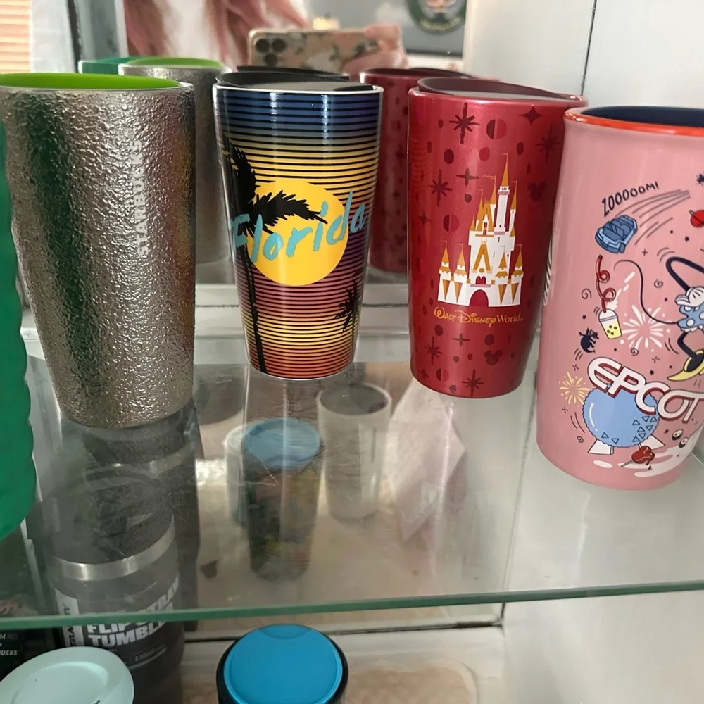 Starbucks Disney Red and Gold Castle Tumbler NEW glass hot tea? Coffee?